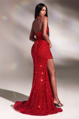 **Cinderella Divine's Iridescent Sequined Trumpet Gown: Shimmering Elegance for Every Occasion**