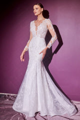 Cinderella Divine Embroidered Masterpiece: Captivating Deep V-Neck and Mermaid Silhouette