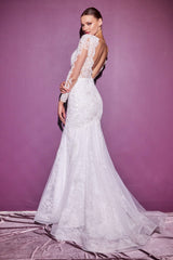 Cinderella Divine Embroidered Masterpiece: Captivating Deep V-Neck and Mermaid Silhouette
