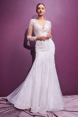 Enchanting Embroidered Mermaid Gown by Cinderella Divine: CD951W