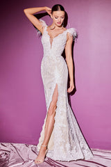 **Cinderella Divine: Enchanting Bridal Gown with Delicate Lace and Alluring Embellishments**