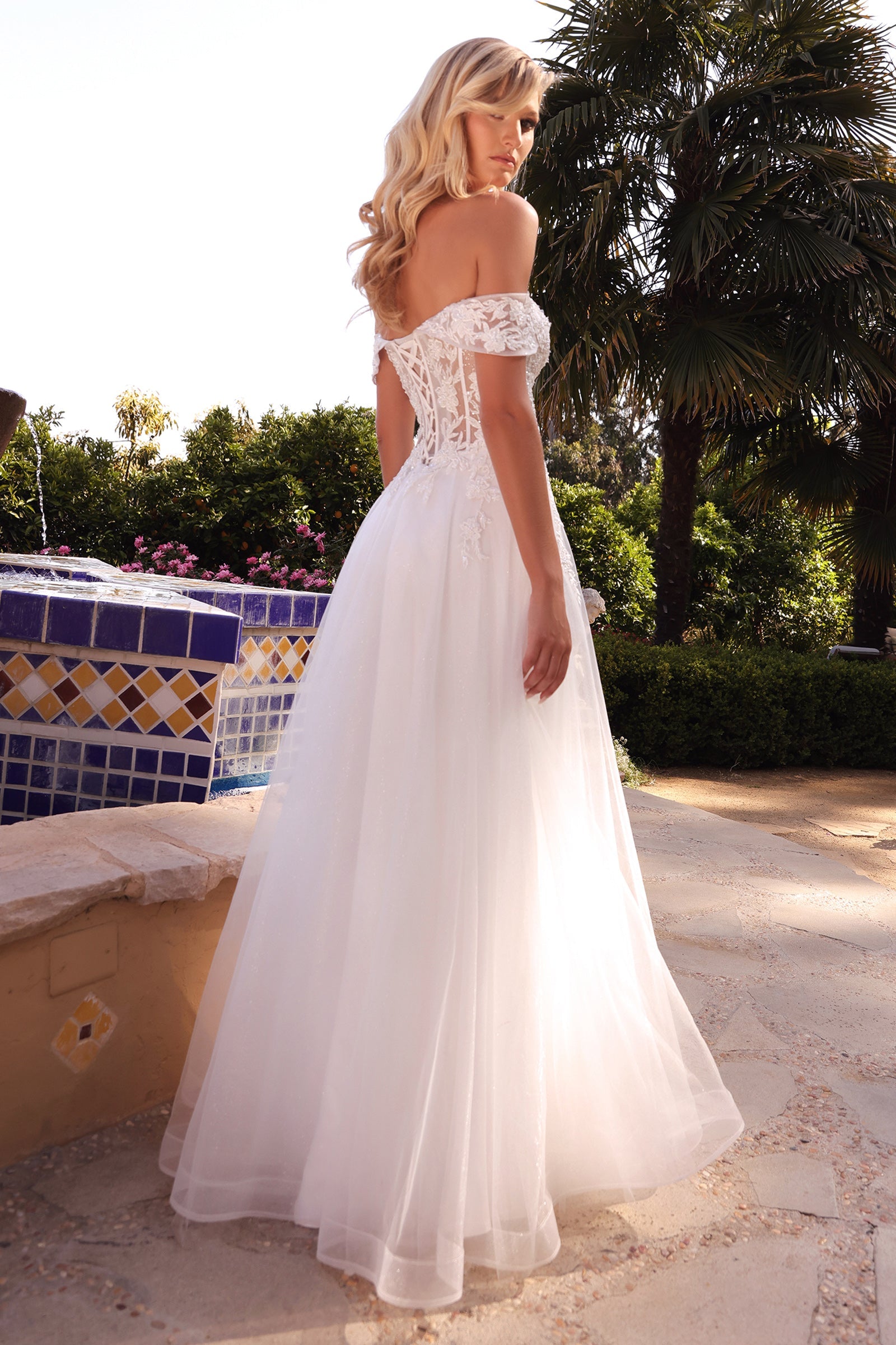 Cinderella Divine CD961W: Enchanting Bridal Gown with Floral AppliquÃ©s and Voluminous Silhouette