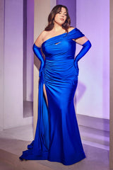 Cinderella Divine: Shimmering One-Shoulder Gown with Alluring Slit