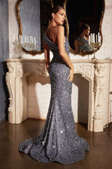 **Cinderella Divine CD980: Shimmering Sequined Prom Dress for Enchanting Evenings**