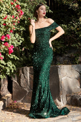 **Cinderella Divine CD980: Shimmering Sequined Prom Dress for Enchanting Evenings**