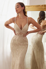 Cinderella Divine: Enchanting Evening Gown with Ruching and Thigh-High Slit