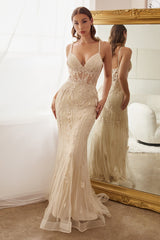 Cinderella Divine: Enchanting Evening Gown with Ruching and Thigh-High Slit