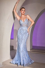 Cinderella Divine: Enchanting Evening Gown with Ruching and Thigh-High Slit