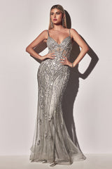 Cinderella Divine: Enchanting Evening Gown with Ruching and Thigh-High Slit