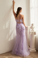 Cinderella Divine CD995: Enchanting Floral AppliquÃ© Evening Gown