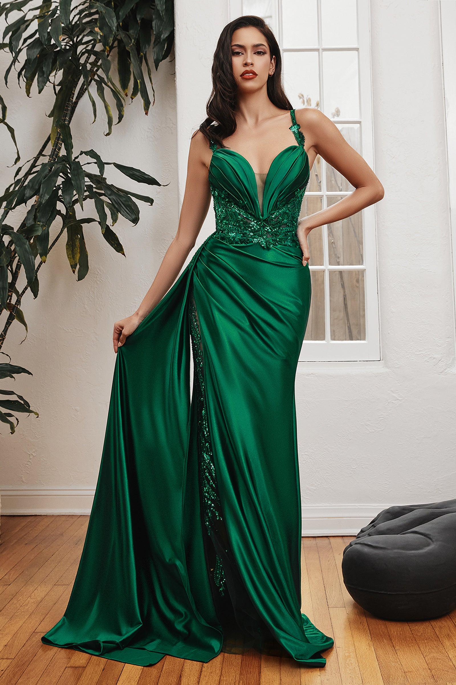 Cinderella Divine: Enchanting Satin Gown for Formal Glamour (CDS417)