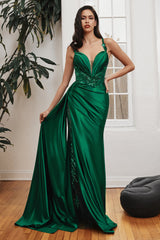 Cinderella Divine: Enchanting Satin Gown for Formal Glamour (CDS417)