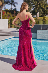 Captivating Cinderella Divine Gown: Shimmering Sequins, Asymmetrical Elegance