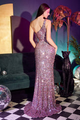 **Captivating Iridescent Sequin Gown by Cinderella Divine**