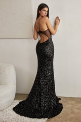 Cinderella Divine CH127: Shimmering Sequined Sheath Gown for Unforgettable Occasions