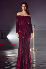**Cinderella Divine CH135: Shimmering Sequined Mermaid Gown for Enchanting Occasions**