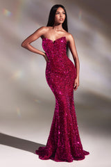 Enchanting Sequined Strapless Gown by Cinderella Divine