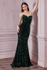 Enchanting Sequined Strapless Gown by Cinderella Divine