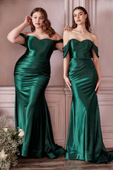 Cinderella Divine CH163: Asymmetrical Pleated Gown for Unforgettable Occasions