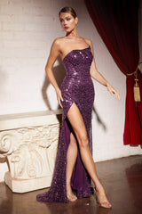 Cinderella Divine CH165: Shimmering Sequined Gown for Unforgettable Occasions