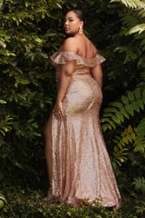 Enchantment Embodied: Cinderella Divine's Shimmering Sequined Sheath Gown for Unforgettable Occasions