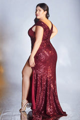 **Cinderella Divine: Embrace Radiance in Shimmering Sequin Gown (CH198C)**