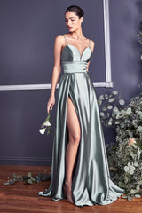 **Cinderella Divine: Enchanting Satin Gown with Alluring Details**