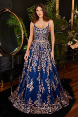 Enchanting Iridescent Floral Embroidered Gown by Cinderella Divine