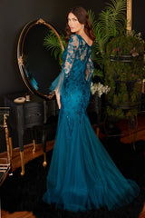 **Enchanting Embroidered Elegance: Cinderella Divine CM327 Gown**