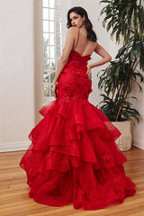 Cinderella Divine CM329: Captivating Fit-and-Flare Gown with Enchanting Floral Embellishments