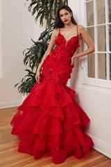 **Cinderella Divine CM329: Captivating Floral Embellished Gown for Special Occasions**