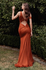 Cinderella Divine: Enchanting Evening Gown with Ruching and Asymmetric Neckline