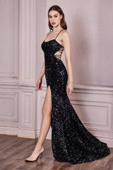 **Cinderella Divine: Shimmering Sequined Gown for Unforgettable Occasions**