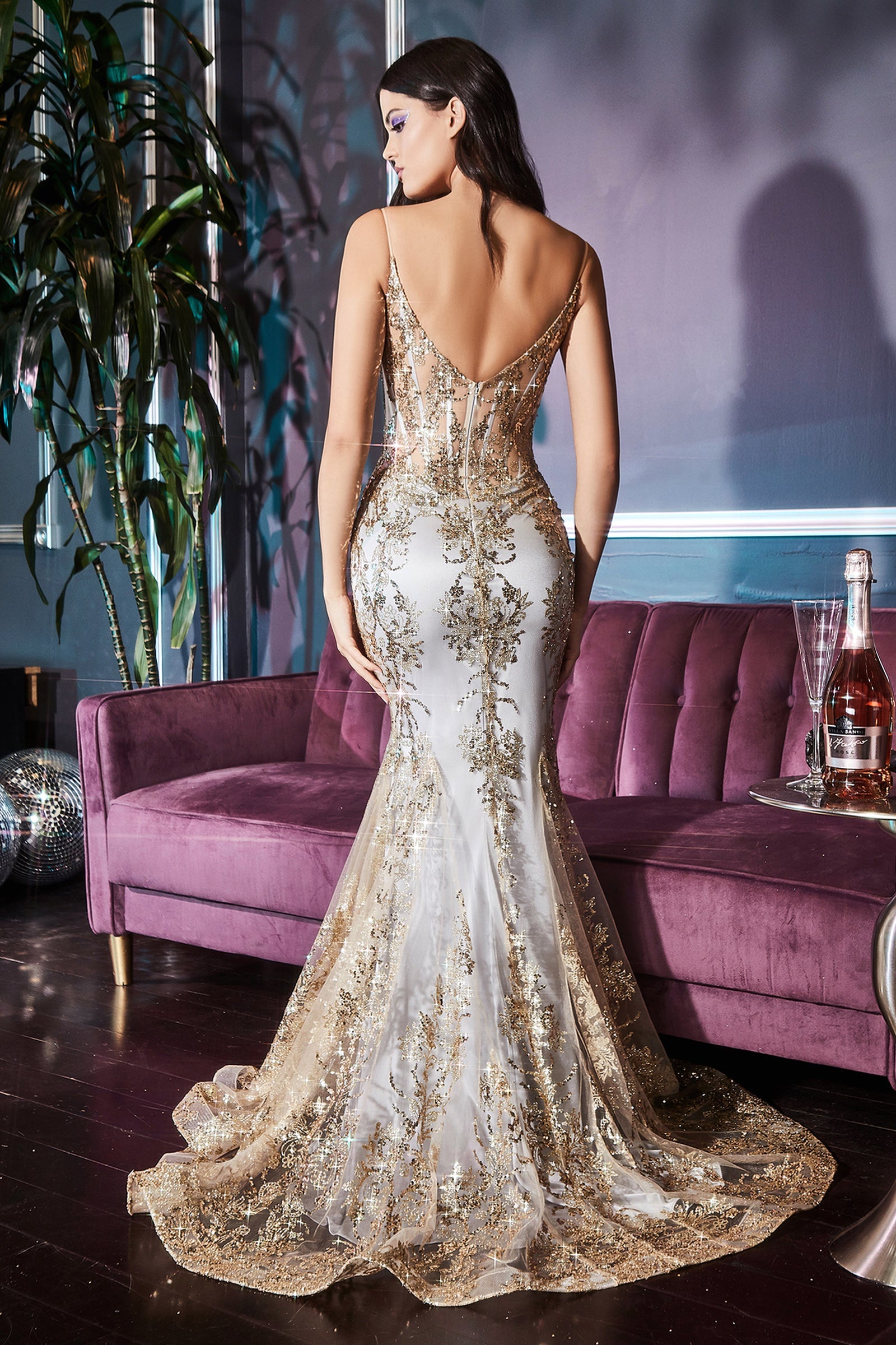 **Cinderella Divine J810: Shimmering Sequins and Sheer Enchantment for Unforgettable Occasions**