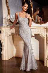 Captivating Charm: Cinderella Divine's J814 Beaded Mermaid Gown for Unforgettable Occasions