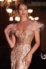 **Enchanting Silhouette: Cinderella Divine J824 Sculpted Gown**