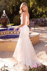 **Ethereal Beauty: Cinderella Divine's Lace-Embroidered Bridal Gown**