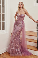 **Enchanting Cinderella Divine Prom Dress: Shimmering Sequins and a Captivating Train**