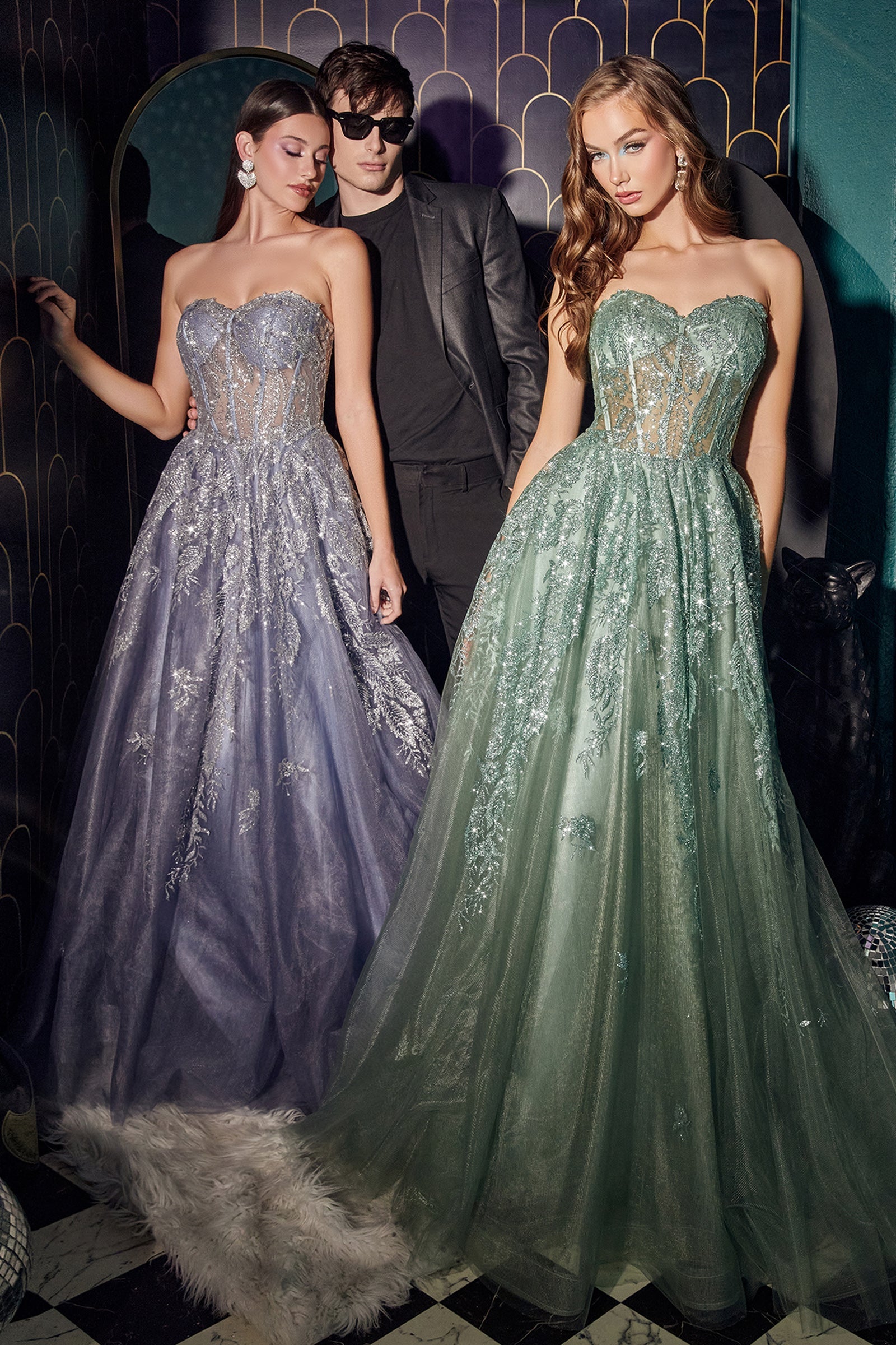 **Cinderella Divine's Enchanting J852 Gown: Shimmer, Allure, and Grace**