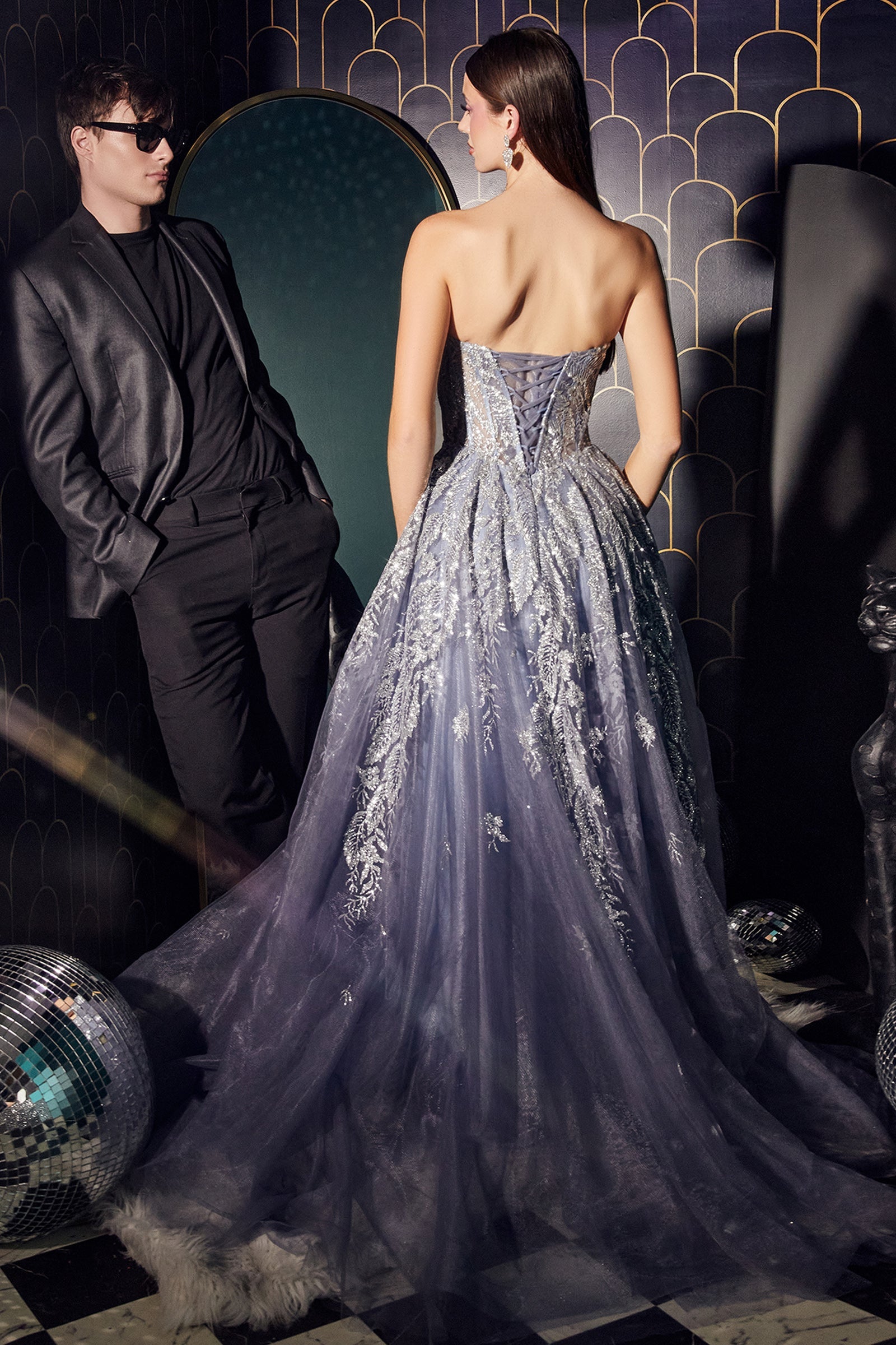 **Cinderella Divine's Enchanting J852 Gown: Shimmer, Allure, and Grace**