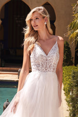 Ethereal Elegance: Cinderella Divine's KC897W A-Line Gown for Enchanting Events