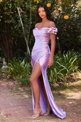 Cinderella Divine's Enchanting Off-the-Shoulder Satin Gown for Unforgettable Occasions