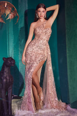 **Cinderella Divine KV1071: Shimmering Sequined Gown for Unforgettable Occasions**