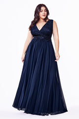 **Captivating Elegance: Cinderella Divine's V-Neckline Chiffon Masterpiece**