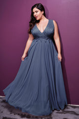 Cinderella Divine's Enchanting V-Neck Chiffon Gown for Memorable Occasions (S7201)