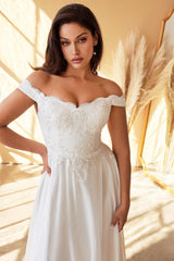 Enchanting Elegance: Cinderella Divine's Off-Shoulder A-Line Dress