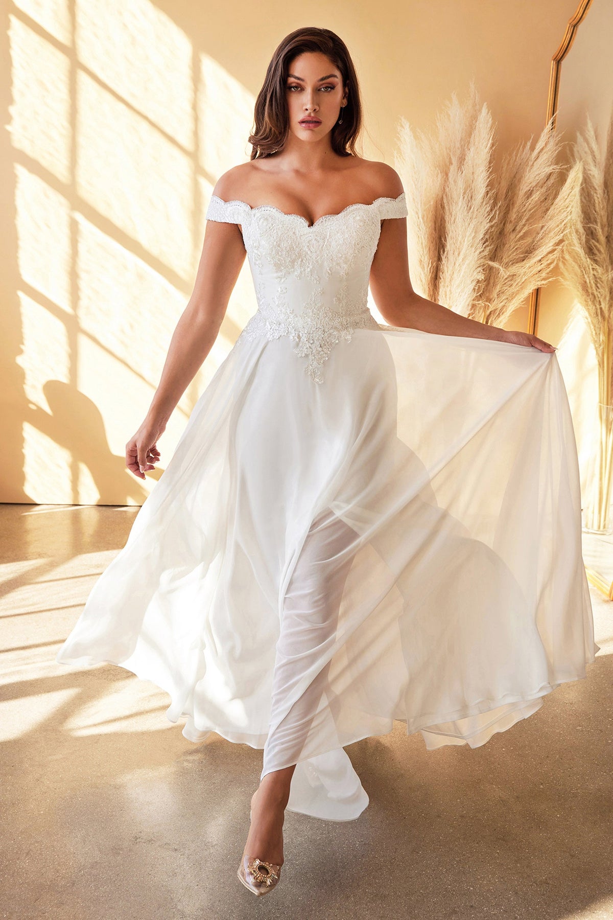 Cinderella Divine 7258W: Enchanting Off-the-Shoulder Gown for Unforgettable Moments