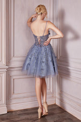 Floral Enchantment: Cinderella Divine's Shimmering AppliquÃ© Dress for Special Occasions