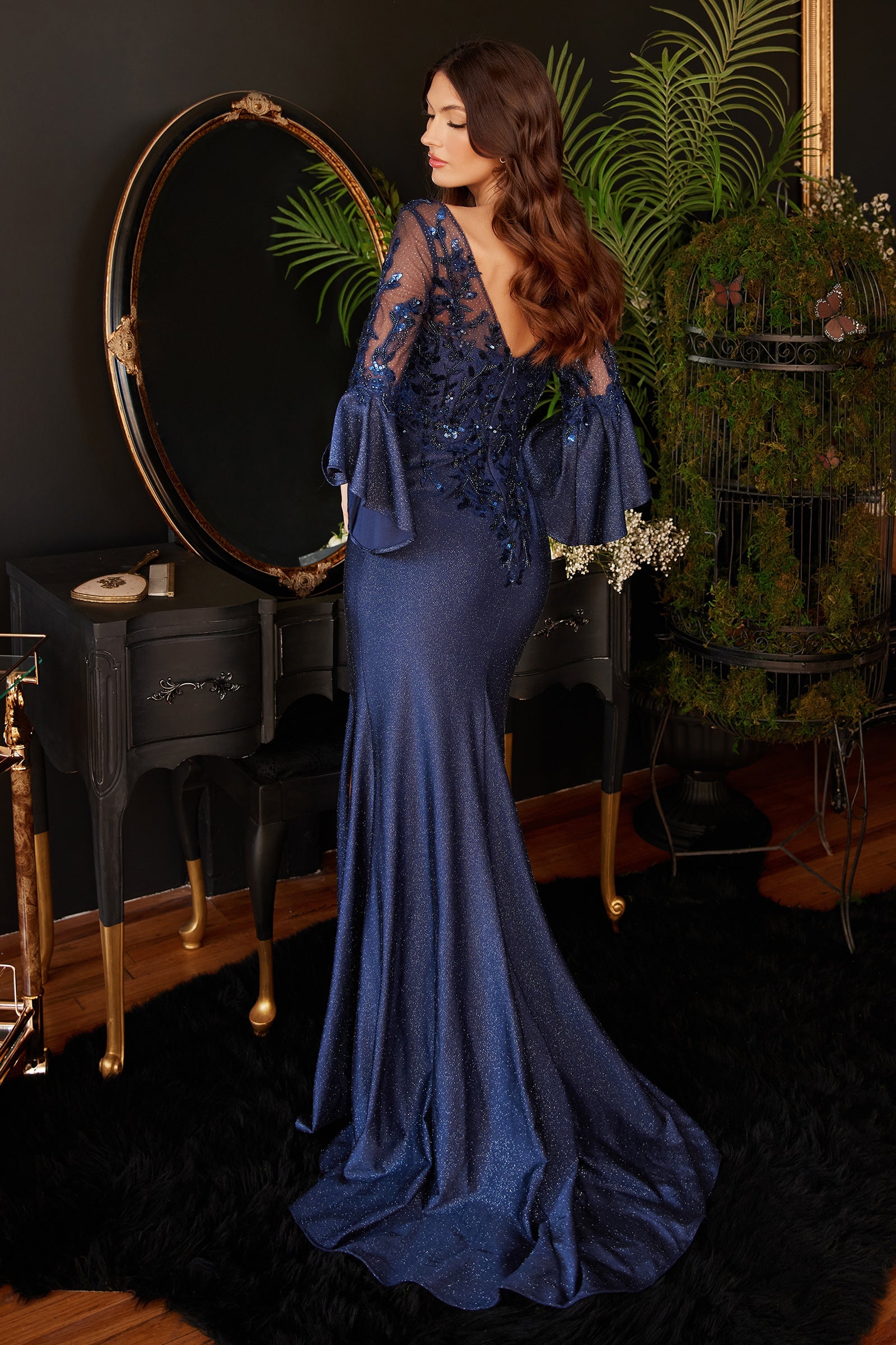 Ethereal Elegance: Cinderella Divine's Shimmering Floral Gown