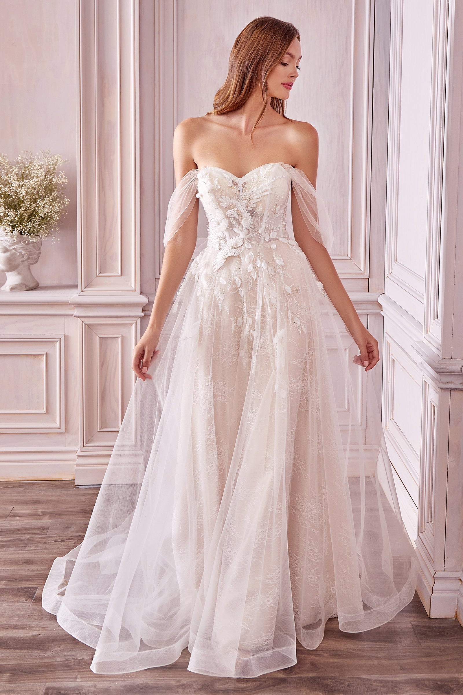 Enchanting Cinderella Divine Evening Gown: Off-the-Shoulder Elegance